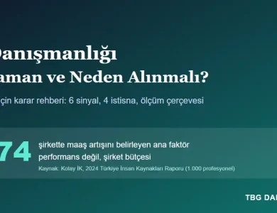 İK danışmanlığı ne zaman alınmalı kapak görseli; Türkiye'de şirketlerin yüzde 74'ünde maaş artışını belirleyen ana faktörün performans değil şirket bütçesi olduğunu vurguluyor.